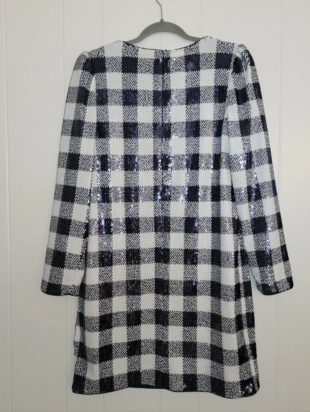 Vineyard Vines Buffalo Check Sequin Dress Blue & White Shift Formal Party Glam S